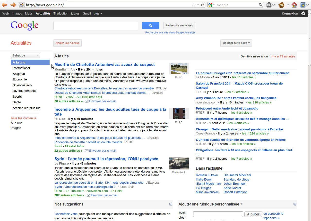 La déclinaison belge de Google News n'inclut pas les principaux quotidiens regroupés sous la bannière Copiepresse